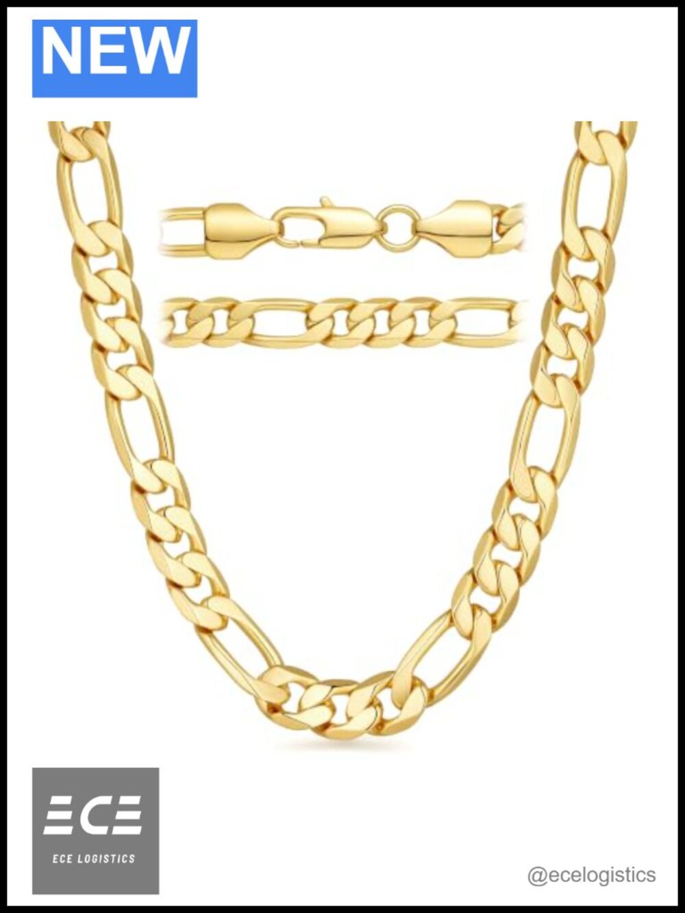 14K Gold Figaro Chain Necklace Lobster Clasp Unisex Layering